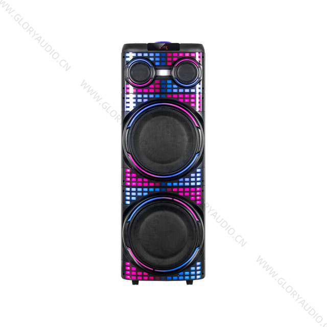 Professional Dual 12-Inch RGB Light Wireless Boomboxes Battery Powered Portable Home Theatre Speaker Outdoor Parties USB FM Wood