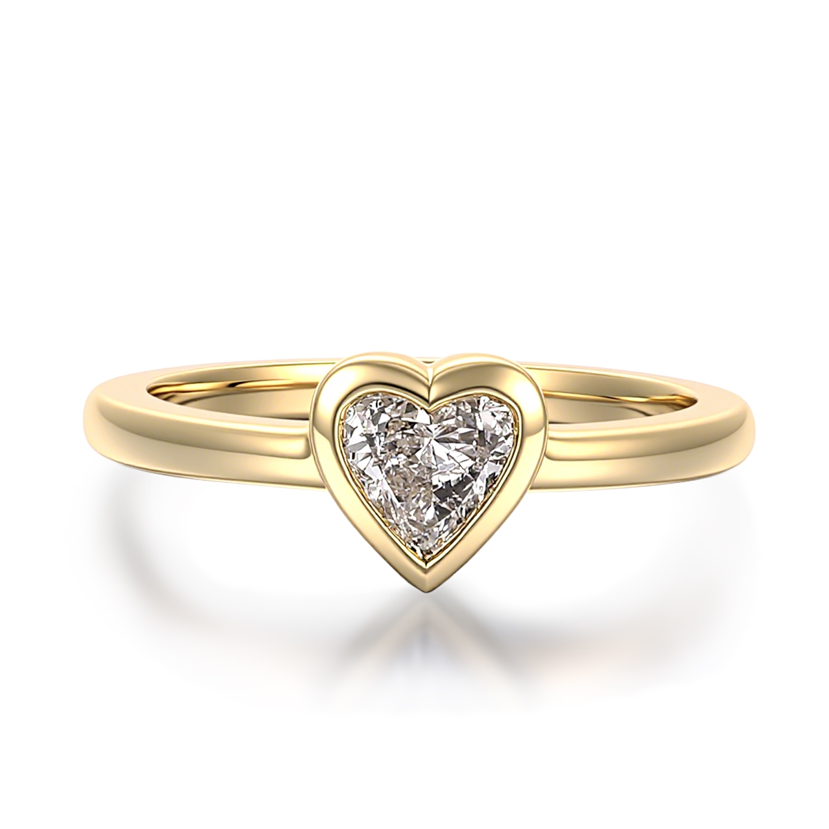 Bague en or massif 10 carats avec diamant de laboratoire.