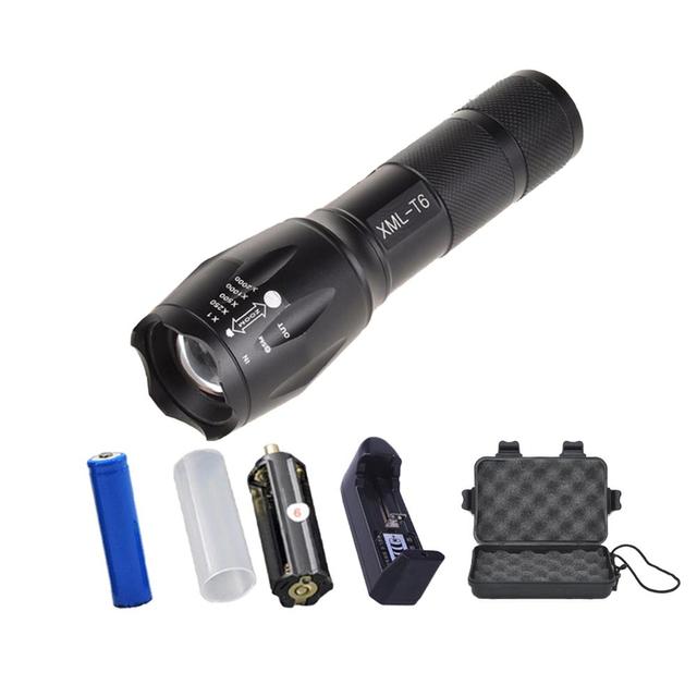 Clover High Lumen Zoomable Rechargeable Tactical Torch Waterproof LED Flashlight for Camping Outdoor Emergency Black 50 12 60
