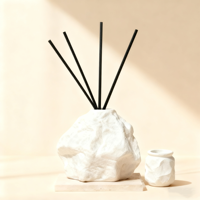 C & H Diffuseur d'huiles essentielles en céramique d'aromathérapie pour l'intérieur, ensemble de roseaux en rotin, bouteille avec bâtons de diffuseur pour la décoration de la maison