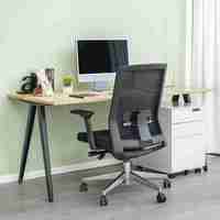 Meja Kantor Desain Modern Furnitur Dasar Hitam Atas Kayu Meja Komputer Kantor Eksekutif Modern