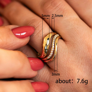 Set di Tre Anelli Impilabili Ondulati per Donne, Gioielli di Moda Creativi e Versatili - Product Image 6