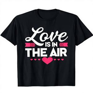 Camiseta de San Valentín para Hombre, 200 g/m², 100% Algodón, Manga Corta, Cuello Redondo, Estilo Casual Deportivo, Estampado de Corazón, Rosa - Product Image 1