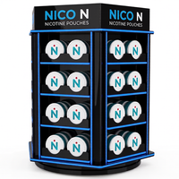 Présentoir rotatif personnalisé en acrylique pour sachets de nicotine, idéal pour les unités de snus et la vente de sachets de nicotine en magasin de tabac