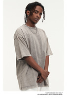 T-shirt Homme Personnalisé 100% Coton Tricoté Lourd 230 GSM Délavé à l'Acide Respirant Anti-Plis Anti-Humidité Coupe Ample