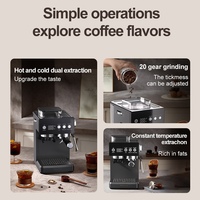 Mousseur à lait électrique semi-automatique et machine à expresso domestique avec 20 bars de pression, extraction double chaude/froide, moulin intégré