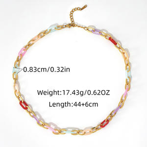 यूरोपीय और अमेरिकी क्रॉस-बॉर्डर गहने स्टेनलेस स्टील डोपामाइन रंग श्रृंखला हार ग्रीष्मकालीन ट्रेंडी रचनात्मक डिजाइन हार - Product Image 6