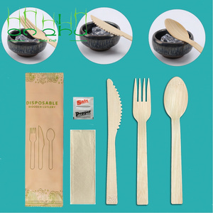 أواني من الخيرزان صديقة للبيئة بشعار مخصص طقم أدوات مائدة للسفر محمول خالي من النفايات طقم أدوات مائدة خارجية - Product Image 4