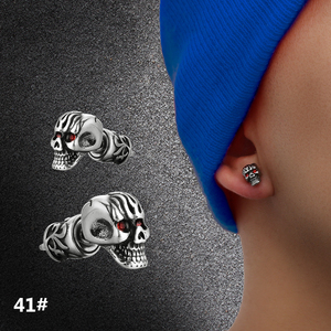 Boucles d'oreilles en acier inoxydable pour hommes, KRKC, Vintage, fantôme, gothique, crâne, Goth, Punk, ensemble de bijoux, pour femmes, anneau - Product Image 4