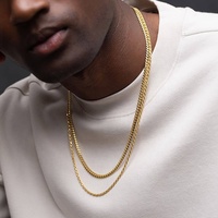 Milskye Nouveau Collier en Acier Inoxydable Plaqué Or 18K, Chaîne Maille Cubaine et Chaîne Corde, Idéal pour un Ensemble de Colliers