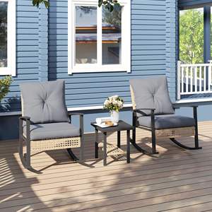 <span class=keywords><strong>Ensemble</strong></span> <span class=keywords><strong>table</strong></span> <span class=keywords><strong>et</strong></span> chaises de loisirs d'extérieur modernes <span class=keywords><strong>Chaise</strong></span> à bascule tressée en rotin trois pièces pour <span class=keywords><strong>balcon</strong></span> ou villa pour hôtels - Product Image 5