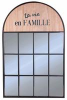 Miroir mural à fenêtre araignée moderne, cadre en fer, haut en bois, décoration de maison, salon