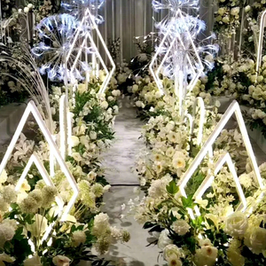 Centre de table de mariage en métal de luxe de haute qualité, décoration avec éclairage LED, couleurs or/argent/transparent, 62x120cm pour hôtel - Product Image 1