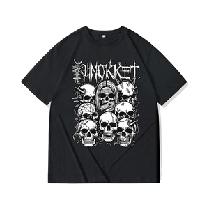 <span class=keywords><strong>CYS</strong></span> 100% uomo in cotone lavorato a maglia con teschio a grappolo a manica corta vestibilità normale motivo stampa Casual con stampa t-shirt 7 colori 190g - Product Image 4