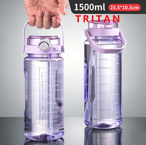 Botella de Agua Deportiva Tritan de Doble Uso Personalizada de 1500 ml con Pajita, Libre de BPA, Gran Capacidad, a Prueba de Fugas, para Ejercicio, Viajes y Gimnasio - Product Image 4