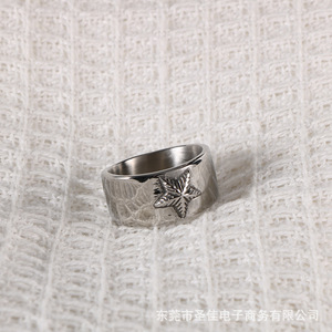 Smooth Wide Plate Five Pointed Star Titanium Steel <b>Ring</b> Men's Fashion Jewelry Gift SA983 - Product Image 1