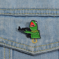 Offres Spéciales gros Mini quantité minimale de commande Kermit dessin animé grenouille émail broche sac à dos Badge vêtements accessoires cadeau bijoux pour amis
