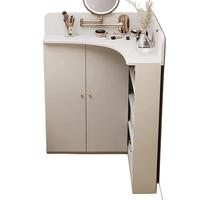 Table de toilette triangulaire d'angle en bois massif éclairée petite armoire de rangement moderne bureau pour appartement chambre cosmétique intégrée