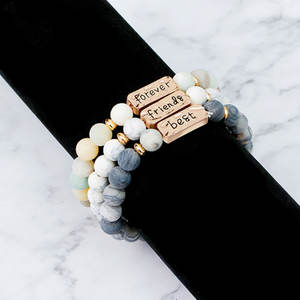 Moda perline in pietra preziosa perline migliori amici per sempre braccialetti con ciondoli set di amicizia boho - Product Image 3