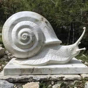 New Customized Design Landscape Park Decoration Stone Carving White Marble Snail Sculpture For Sale