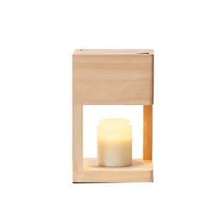 Lámpara de cera de fusión de aromaterapia minimalista, lámpara de vela de fusión perfumada, lámpara de vela de madera para cabecera de dormitorio