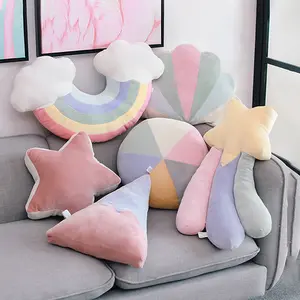 Wholesale sun and star shaped plush pillow star-shape plush pillow shell plush rainbow pillow