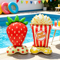 Ballon en aluminium à l'hélium 4D grand format, motif Popcorn et Fraise, éco-responsable, pour fête estivale à thème fruits et piscine
