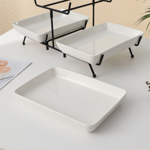 Piatto da portata <span class=keywords><strong>per</strong></span> dessert snack ristorante dell'hotel piatti <span class=keywords><strong>in</strong></span> <span class=keywords><strong>ceramica</strong></span> a 3 livelli con supporto <span class=keywords><strong>in</strong></span> metallo - Product Image 5