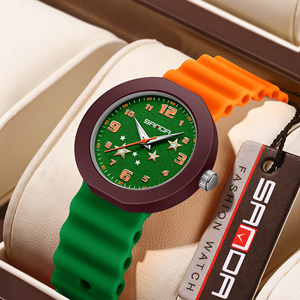 SANDA 9123 Montre à quartz pour enfants de 6 à 12 ans, bracelet en silicone, montre-bracelet tendance pour enfants, avec blocs de couleur, pour les examens - Product Image 1