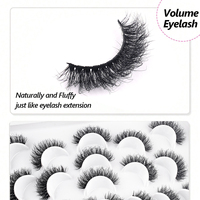 LAISY Faux cils synthétiques en vison 3D réutilisables, noirs, à tige en coton, épaisseurs variées, faits à la main, logo personnalisable, vente en gros, marque privée