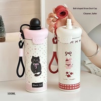 Thermos isotherme de haute qualité en acier inoxydable 316 avec boule flottante, grande capacité, design mignon de dessin animé, sangle de transport