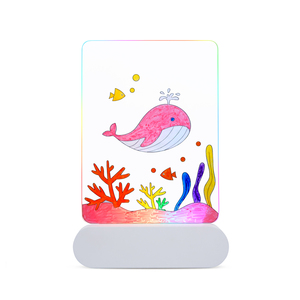Acrylic <span class=keywords><strong>Led</strong></span> Hình Vuông Bảng Vẽ Cho Trẻ Em Ấm Trắng Phát Sáng Khô Xóa Doodle Lưu Ý Bảng Tin Với 7 Bút Đồ Chơi - Product Image 3