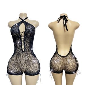 Disfraz para Fiesta de Discoteca Baile Exótico Sexy Striptease Pole Dance Ropa de Baile Exótica con Pedrería - Product Image 1