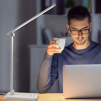 Lampe de bureau LED moderne en aluminium avec bras réglable et commande tactile pour la maison, le bureau et l'étude