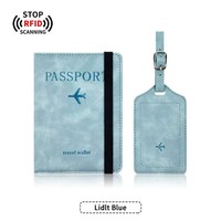 Ensemble de porte-cartes de bord en cuir PU avec marquage à chaud, étui pour passeport et étiquette de bagage, blanc uni, tendance