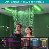 Système de douche thermostatique Homedec avec jets pluie/cascade, deux douchettes de 6 pouces, 6 jets latéraux, douchette à main 2-en-1, finition chromée en laiton