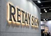 Enseigne lumineuse LED 3D personnalisée avec halo, lettres en métal rétroéclairées pour l'intérieur, signalétique lumineuse pour hall d'exposition, réception, mur
