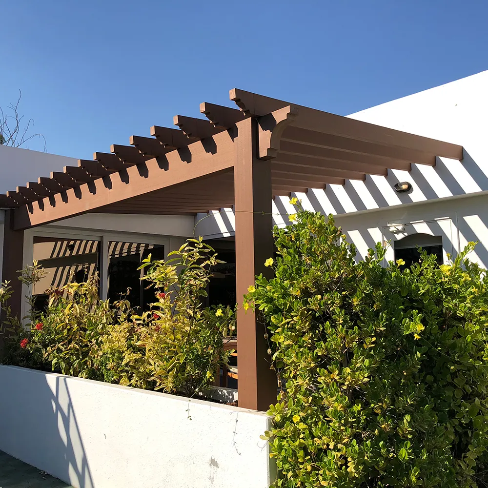 Composite wood WPC outdoor home and garden balcony patio terrace shade structure louvered roof pergola