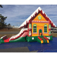 Boule gonflable de fête pour enfants, maison de rebond de noël, toboggan de maison en pain d'épices gonflable