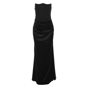 K23D38322 <span class=keywords><strong>Vestido</strong></span> <span class=keywords><strong>Largo</strong></span> de Verano para Mujer, Elegante, Tipo <span class=keywords><strong>Tubo</strong></span>, Satinado, con Parches, sin Tirantes, Ajustado, para Discoteca - Product Image 5
