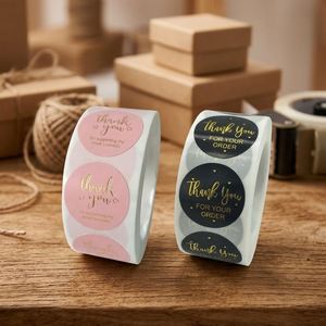 FX Popular Self-adhesive Round Thank You <b>Stickers</b> Hot Stamping for Envelope Shopping Gift Packaging Customized <b>Sticker</b> <b>Roll</b> - Product Image 1