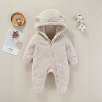 Combinaison chaude et confortable pour bébé fille, avec capuche à oreilles d'ours, épaisse, pour l'automne