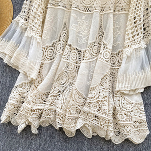 Vestidos de punto calado bohemios para mujer, holgados, con cordones y diseño de patchwork, a la moda - Product Image 5