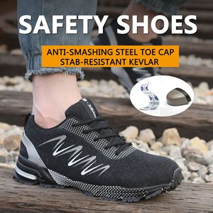 Source-zapatos de seguridad con punta de acero para hombre, calzado reflectante de cuero, ligero y cómodo, antigolpes, con visión nocturna, de fábrica - Product Image 2