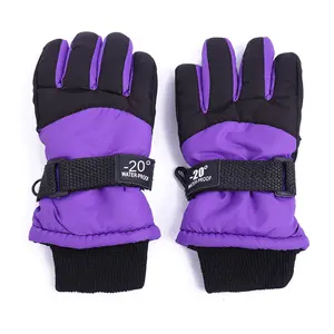 Gants de sport d'hiver pour enfants Doigts entiers Coupe-vent Épaissis Antidérapants Imperméables Fermeture éclair en PU Ski <span class=keywords><strong>Snowboard</strong></span> - Product Image 5