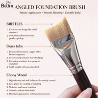 Kuas Makeup Ultra Tipis dengan Logo Kustom, Kuas Foundation dengan Bilah Miring, Kuas Pencampur Foundation Cair, Kuas Makeup Kepala Datar