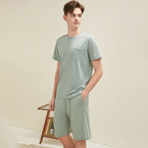 Pigiama Estivo da <span class=keywords><strong>Uomo</strong></span> in Modal Rinfrescante, Set a Maniche Corte, Tinta Unita, Casual, Comodo e Traspirante in Tessuto Lavorato a Maglia MMYX XH055 - Product Image 1