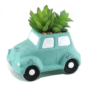 Cute Car Succulent Planter Pot ,Cactus Flower Container Desktop Bonsai Holder for Indoor Plants