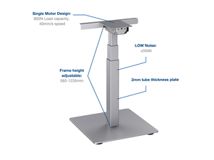 Pour bureau debout moderne à une seule jambe, cadre de support électrique motorisé réglable en hauteur et extensible - Product Image 4