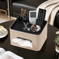 Organisateur de bureau de luxe avec porte-boîte à mouchoirs, boîte de rangement pour télécommandes, organiseur de bureau en cuir pour la maison, le bureau, le salon